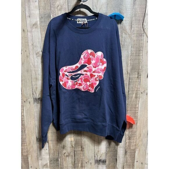BAPE A Bathing Ape ABC CAMO PATCH LOOSE FIT CREWNECK 2XL NWT - Picture 1 of 7